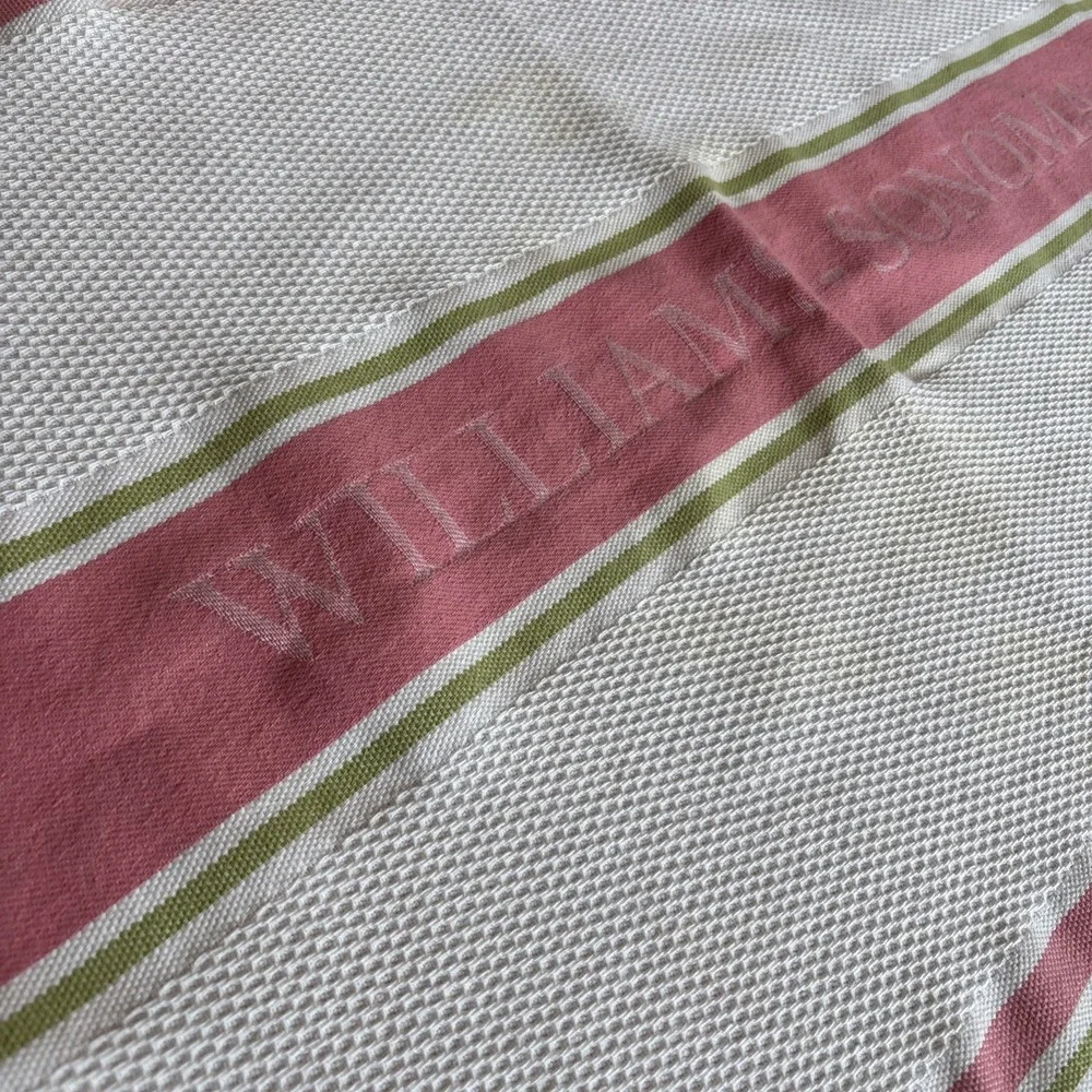 Williams-Sonoma Green, White Pink WAFFLE 100% TURKISH Cotton‎ Dish Cloth 18x26